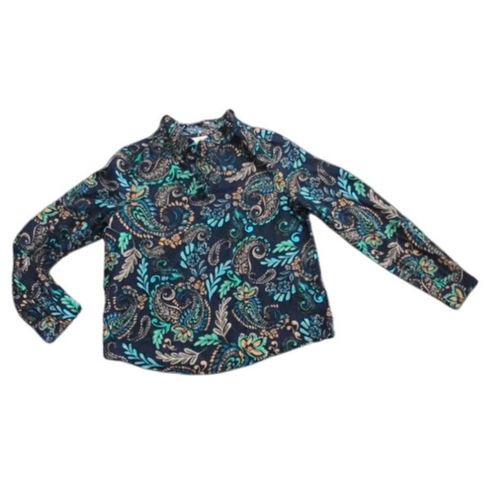 Chic St. John's Bay Blue Paisley Top - New, Size Small - Picture 2 of 5
